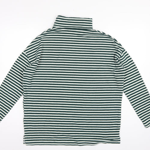 New Look Women Green White Striped Roll Neck Basic Top UK 14