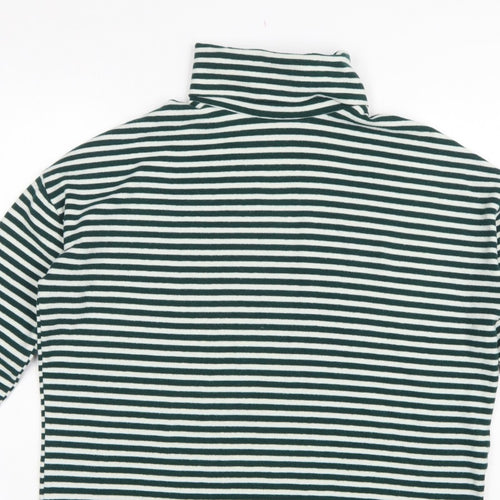 New Look Women Green White Striped Roll Neck Basic Top UK 14
