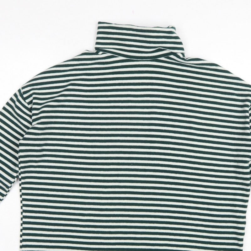 New Look Women Green White Striped Roll Neck Basic Top UK 14