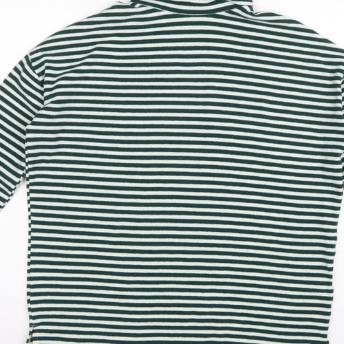 New Look Women Green White Striped Roll Neck Basic Top UK 14