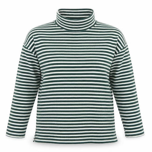 New Look Women Green White Striped Roll Neck Basic Top UK 14