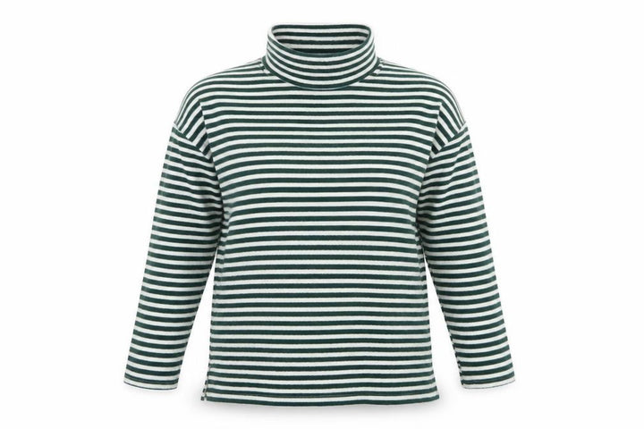 New Look Women Green White Striped Roll Neck Basic Top UK 14