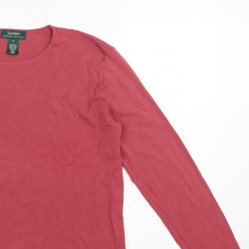 Lauren Ralph Lauren Women's Pink M Basic Cotton Long Sleeve T-Shirt