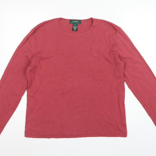 Lauren Ralph Lauren Women's Pink M Basic Cotton Long Sleeve T-Shirt
