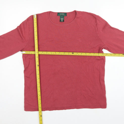 Lauren Ralph Lauren Women's Pink M Basic Cotton Long Sleeve T-Shirt