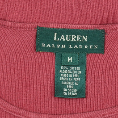 Lauren Ralph Lauren Women's Pink M Basic Cotton Long Sleeve T-Shirt
