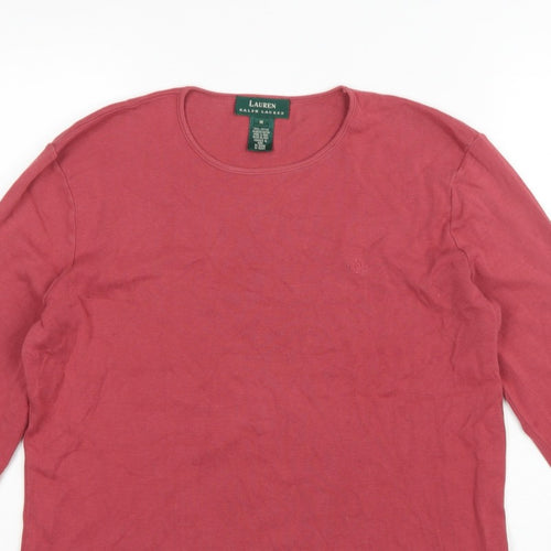 Lauren Ralph Lauren Women's Pink M Basic Cotton Long Sleeve T-Shirt
