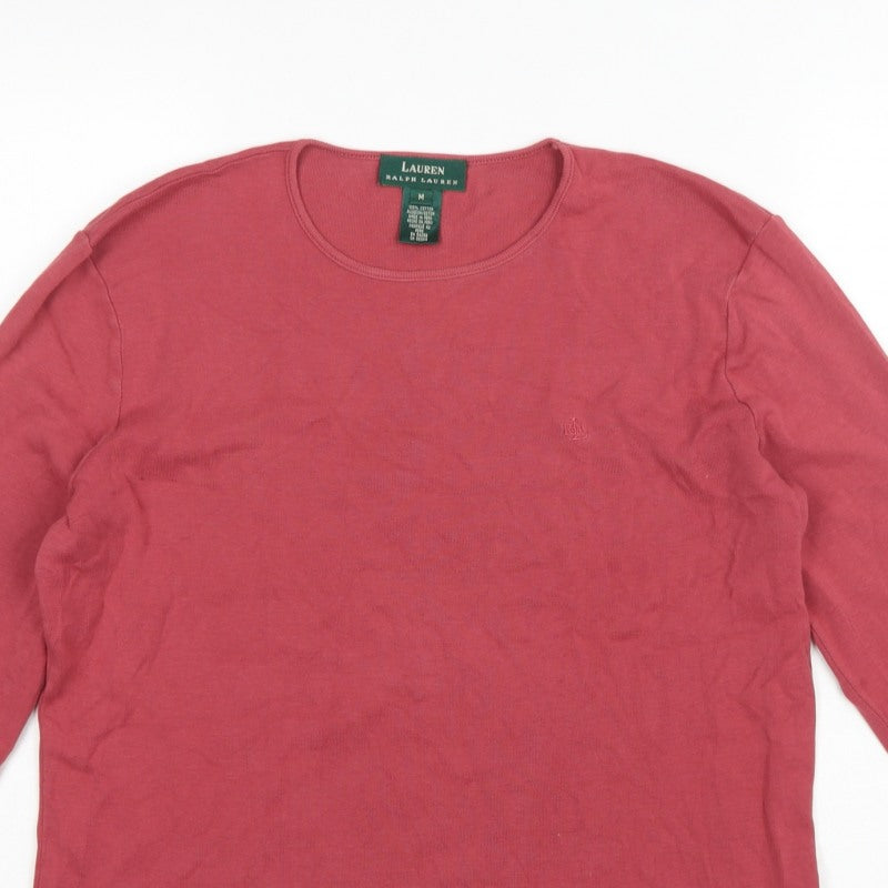 Lauren Ralph Lauren Women's Pink M Basic Cotton Long Sleeve T-Shirt