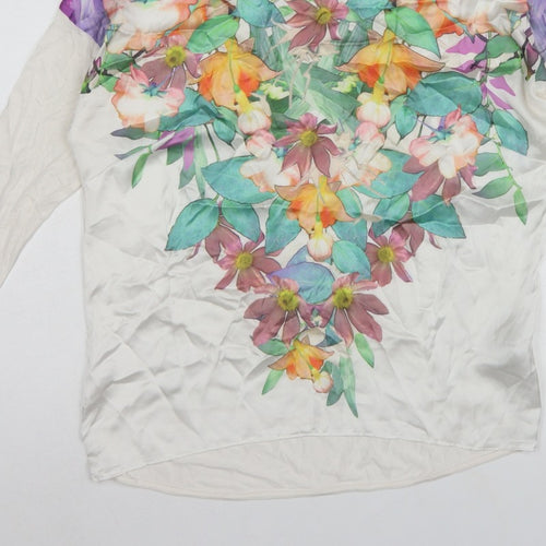 Marks & Spencer Women Ivory Floral 3/4 Sleeve Tunic Blouse UK 10