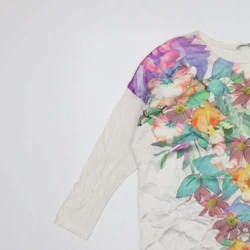 Marks & Spencer Women Ivory Floral 3/4 Sleeve Tunic Blouse UK 10