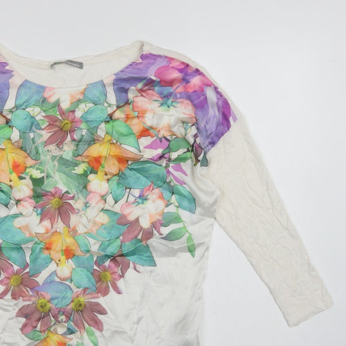 Marks & Spencer Women Ivory Floral 3/4 Sleeve Tunic Blouse UK 10