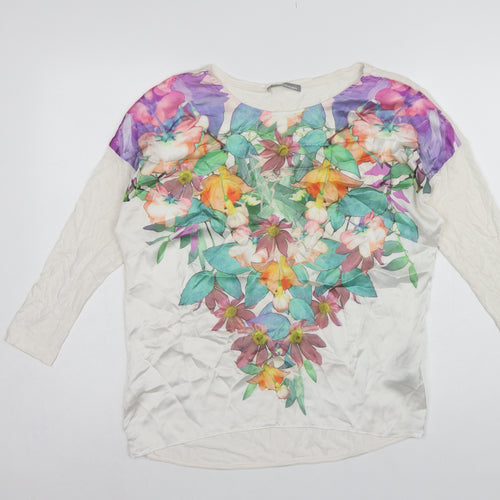 Marks & Spencer Women Ivory Floral 3/4 Sleeve Tunic Blouse UK 10