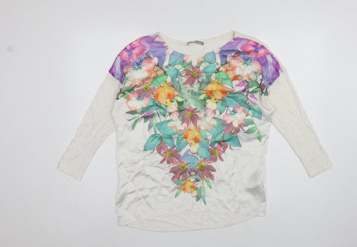 Marks & Spencer Women Ivory Floral 3/4 Sleeve Tunic Blouse UK 10