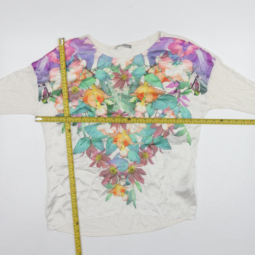 Marks & Spencer Women Ivory Floral 3/4 Sleeve Tunic Blouse UK 10