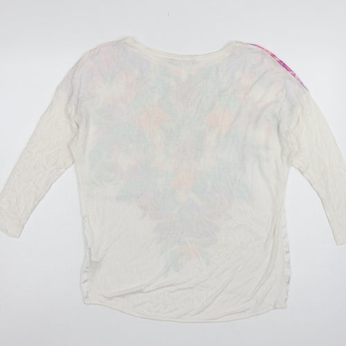 Marks & Spencer Women Ivory Floral 3/4 Sleeve Tunic Blouse UK 10