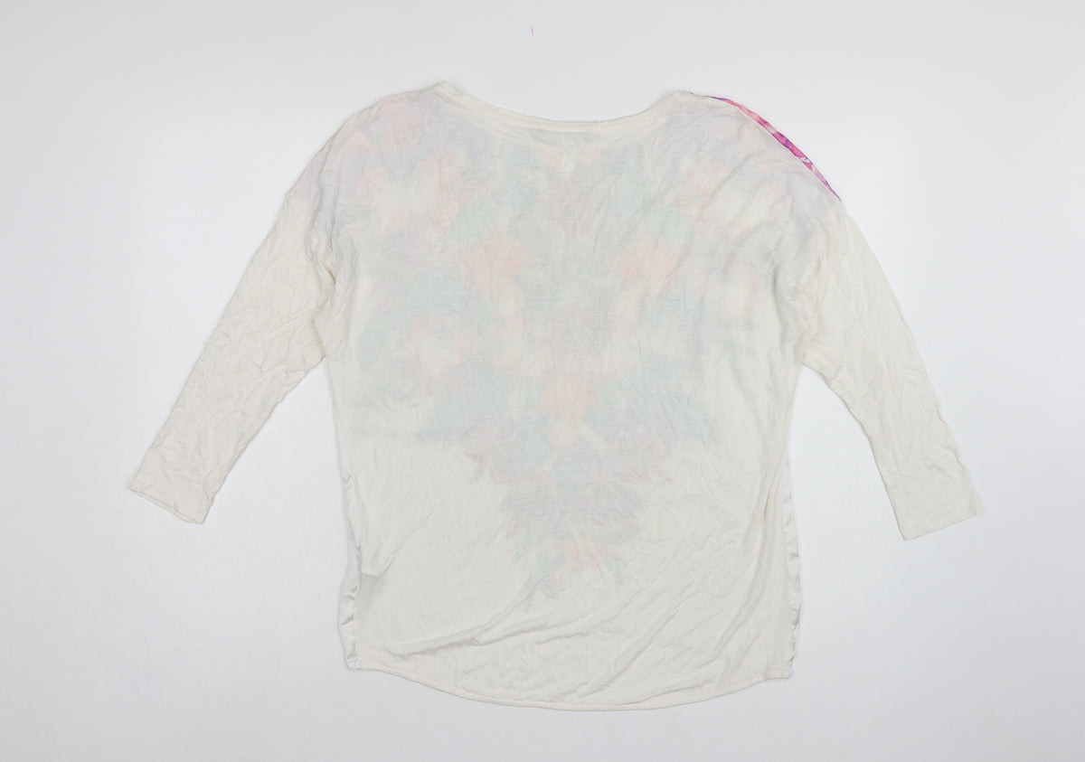 Marks & Spencer Women Ivory Floral 3/4 Sleeve Tunic Blouse UK 10