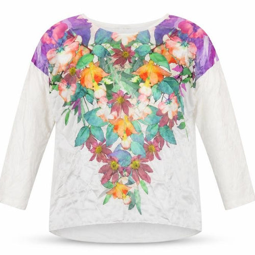 Marks & Spencer Women Ivory Floral 3/4 Sleeve Tunic Blouse UK 10