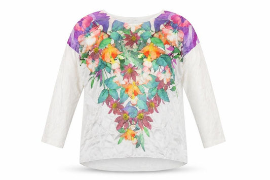Marks & Spencer Women Ivory Floral 3/4 Sleeve Tunic Blouse UK 10