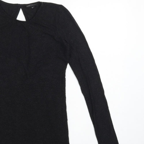Moss Copenhagen Women Black XS Noomi Wool Knit Open Back Long Sleeve Top