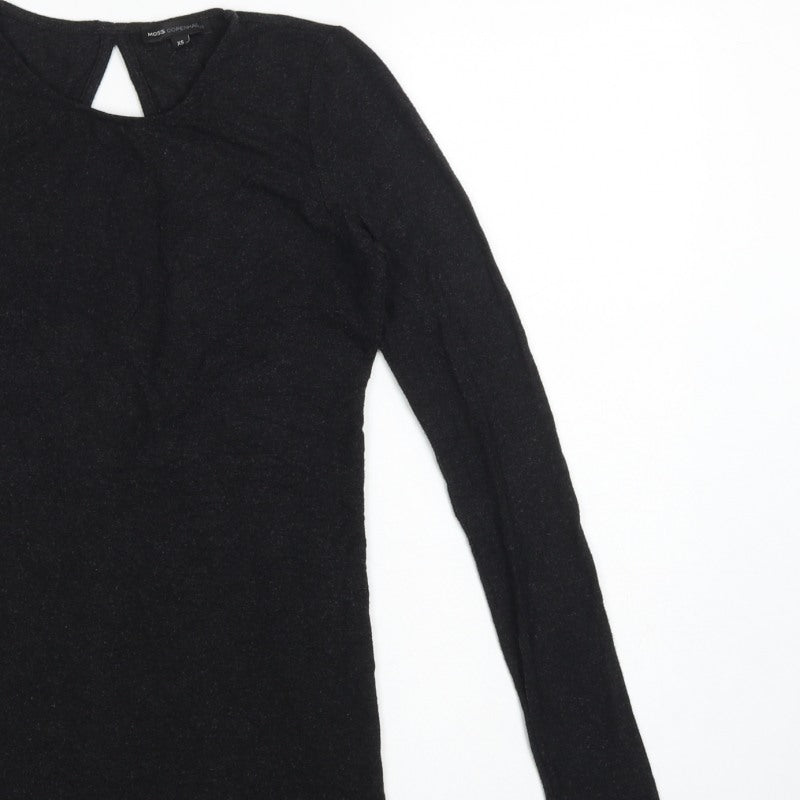 Moss Copenhagen Women Black XS Noomi Wool Knit Open Back Long Sleeve Top