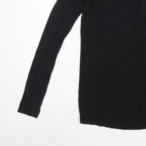 Moss Copenhagen Women Black XS Noomi Wool Knit Open Back Long Sleeve Top