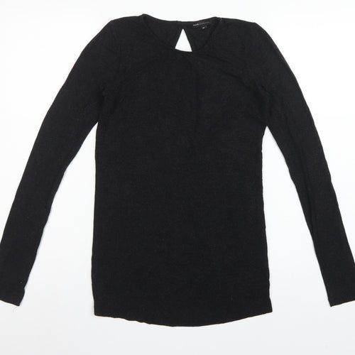 Moss Copenhagen Women Black XS Noomi Wool Knit Open Back Long Sleeve Top