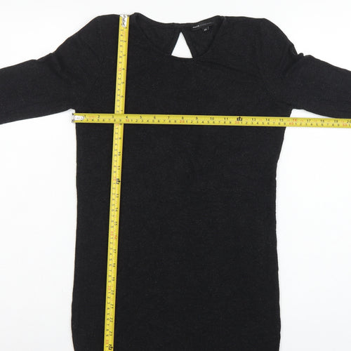 Moss Copenhagen Women Black XS Noomi Wool Knit Open Back Long Sleeve Top