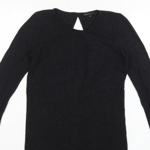 Moss Copenhagen Women Black XS Noomi Wool Knit Open Back Long Sleeve Top