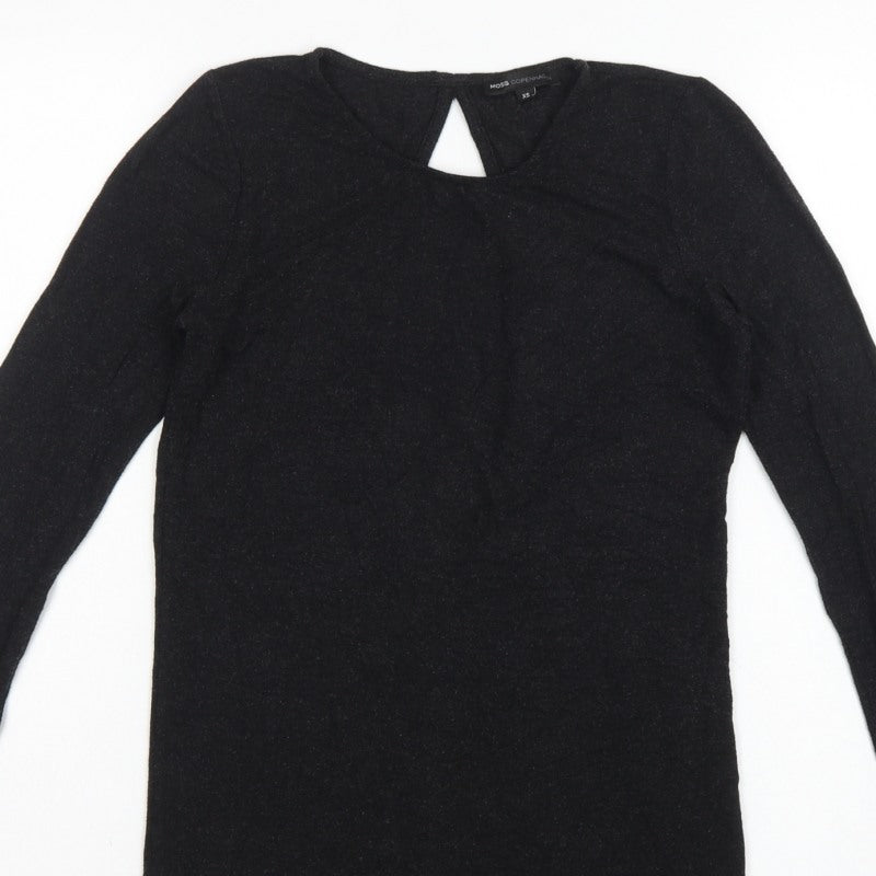 Moss Copenhagen Women Black XS Noomi Wool Knit Open Back Long Sleeve Top