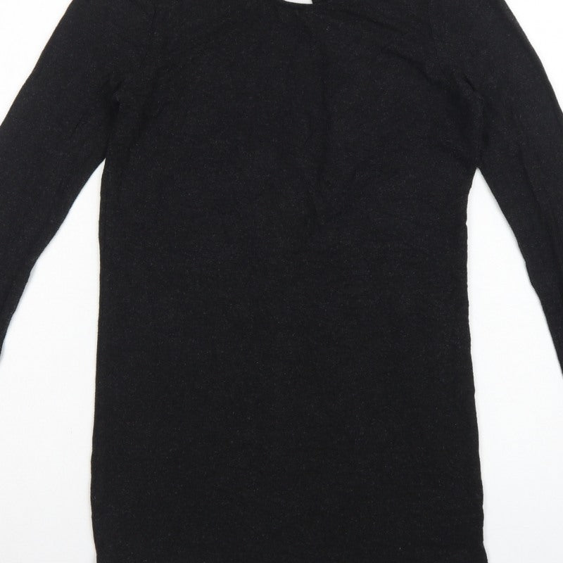 Moss Copenhagen Women Black XS Noomi Wool Knit Open Back Long Sleeve Top