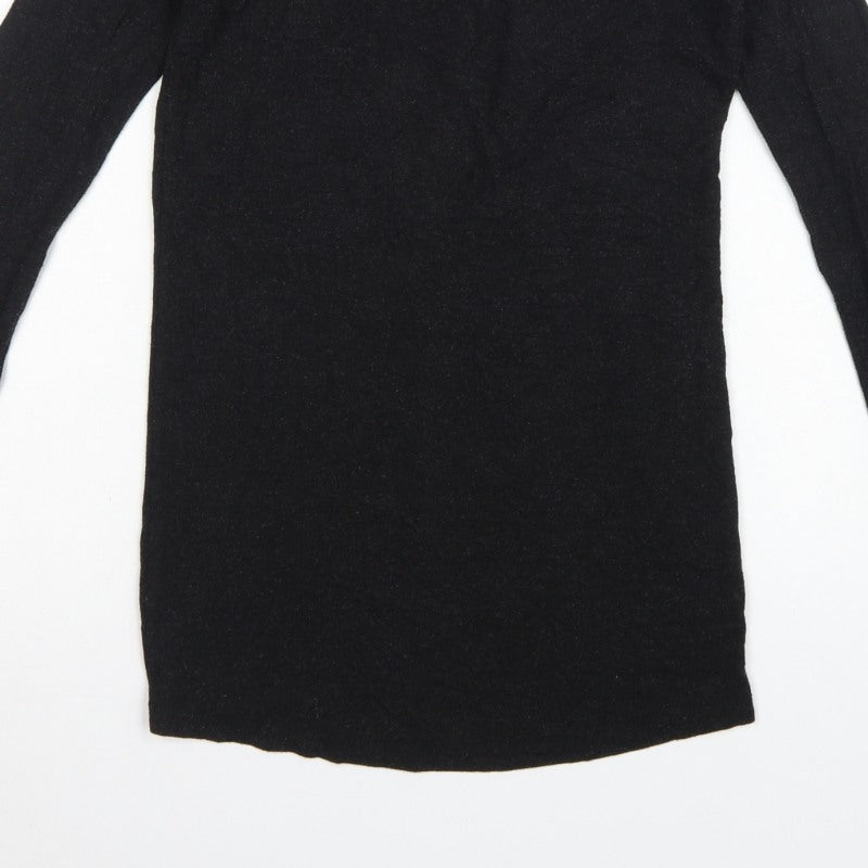 Moss Copenhagen Women Black XS Noomi Wool Knit Open Back Long Sleeve Top