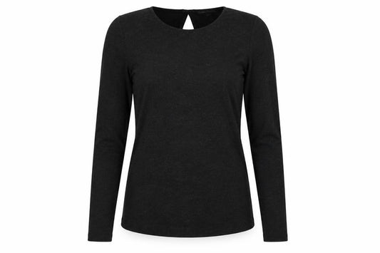 Moss Copenhagen Women Black XS Noomi Wool Knit Open Back Long Sleeve Top