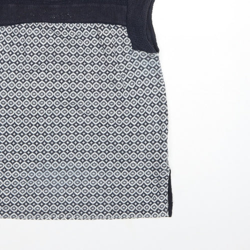 Marks and Spencer Women Navy Geometric Knit Cap Sleeve Blouse UK 12