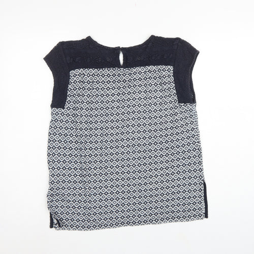 Marks and Spencer Women Navy Geometric Knit Cap Sleeve Blouse UK 12