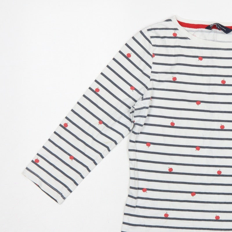 Crew Clothing Company Women’s White Stripe Apple Jersey Top UK 12