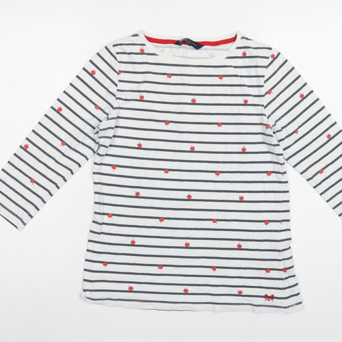 Crew Clothing Company Women’s White Stripe Apple Jersey Top UK 12