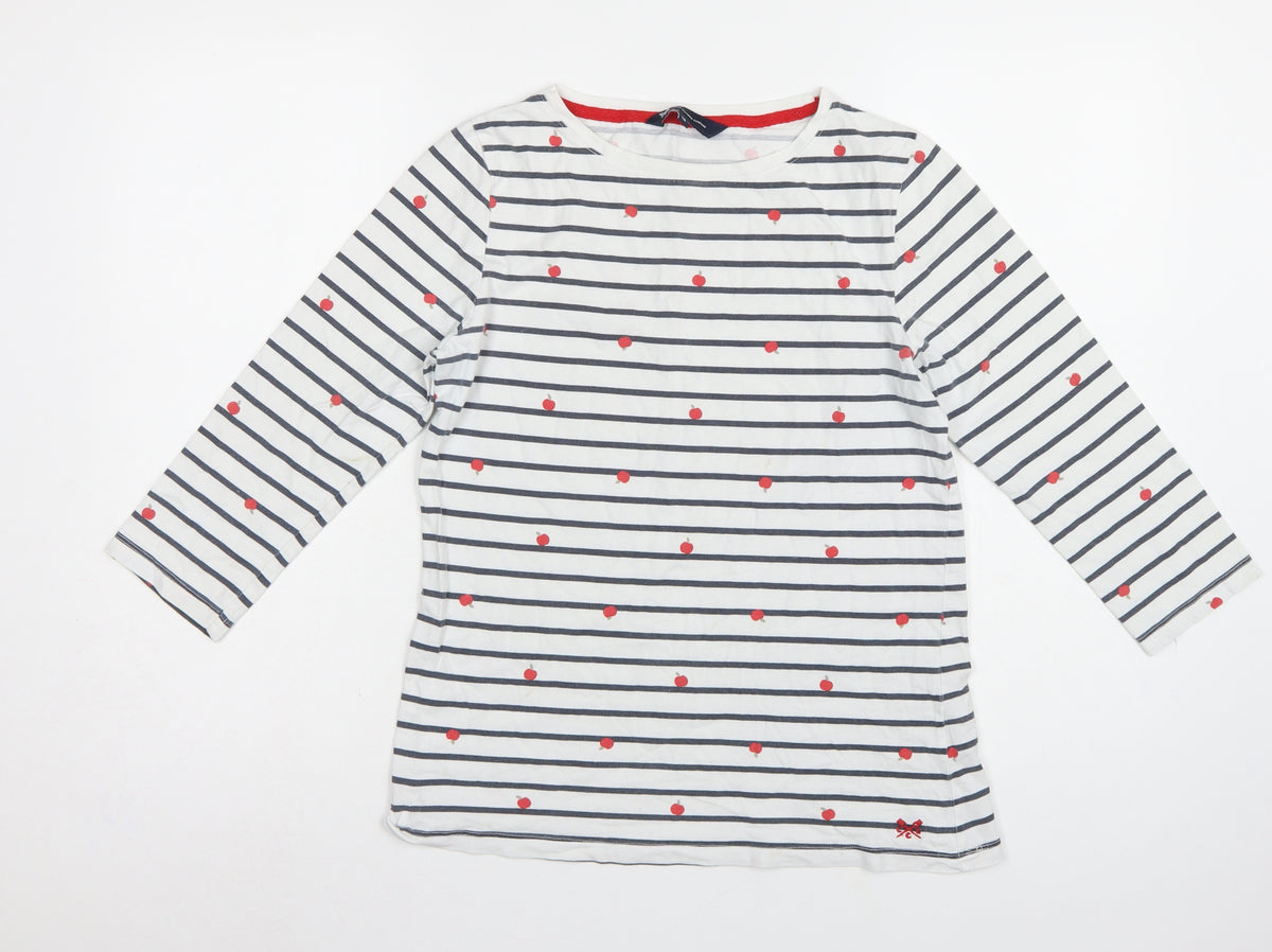 Crew Clothing Company Women’s White Stripe Apple Jersey Top UK 12