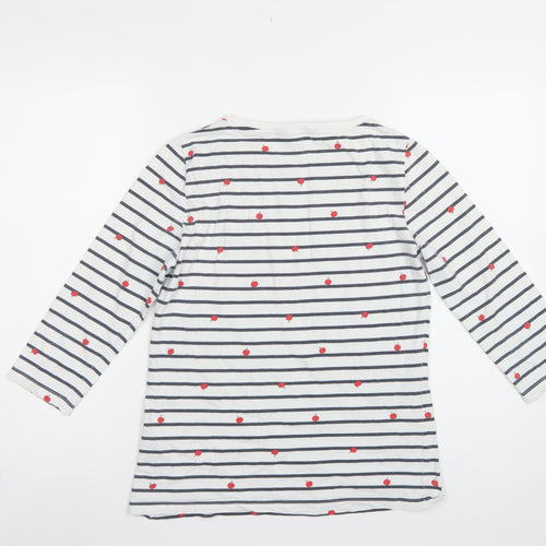 Crew Clothing Company Women’s White Stripe Apple Jersey Top UK 12