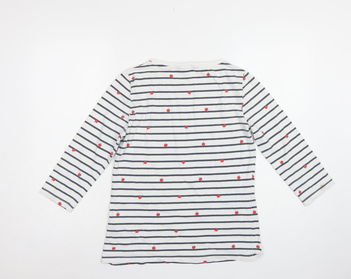 Crew Clothing Company Women’s White Stripe Apple Jersey Top UK 12