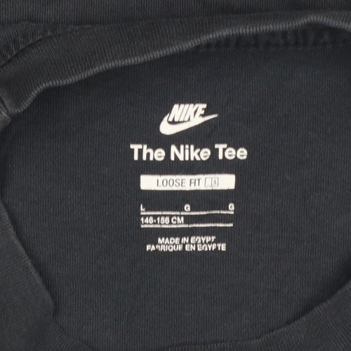 Nike Girls Black L 146-156cm Loose Fit Basic Logo T-Shirt