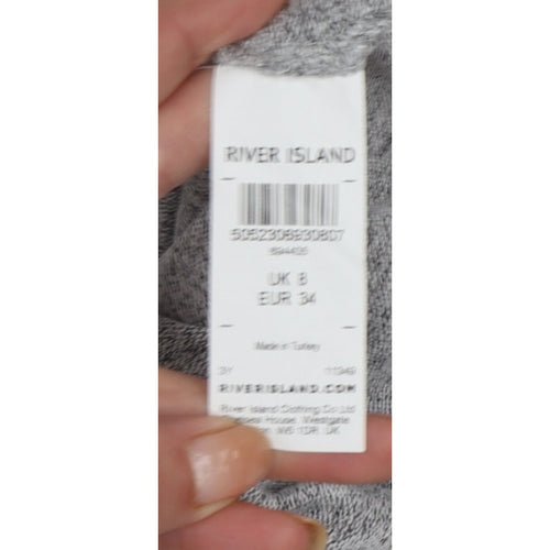 River Island Women Grey UK 8 Tunic Mock Neck Aspire to Inspire Long Sleeve