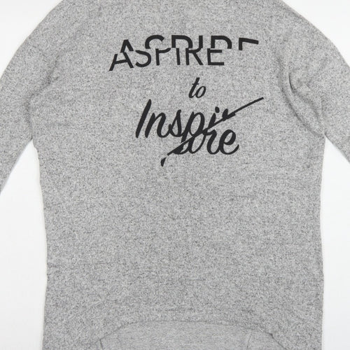River Island Women Grey UK 8 Tunic Mock Neck Aspire to Inspire Long Sleeve