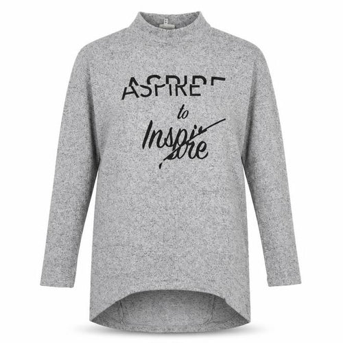 River Island Women Grey UK 8 Tunic Mock Neck Aspire to Inspire Long Sleeve