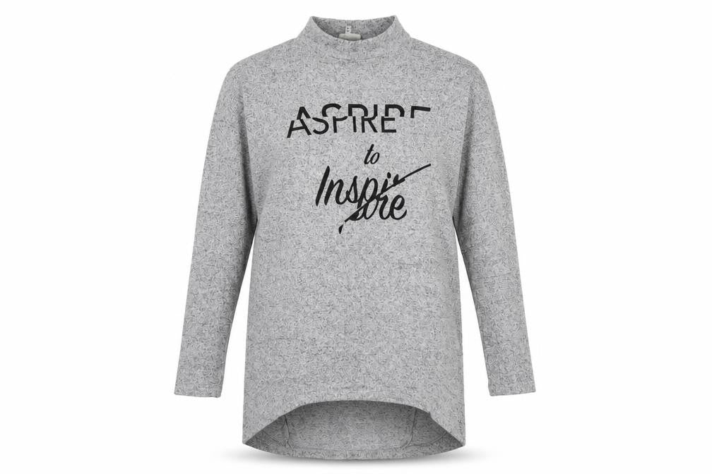 River Island Women Grey UK 8 Tunic Mock Neck Aspire to Inspire Long Sleeve