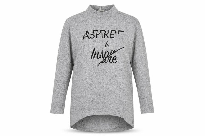 River Island Women Grey UK 8 Tunic Mock Neck Aspire to Inspire Long Sleeve