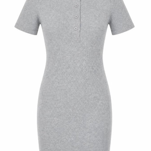 PrettyLittleThing Women Grey UK 6 Ribbed Knit Bodycon Knee Dress