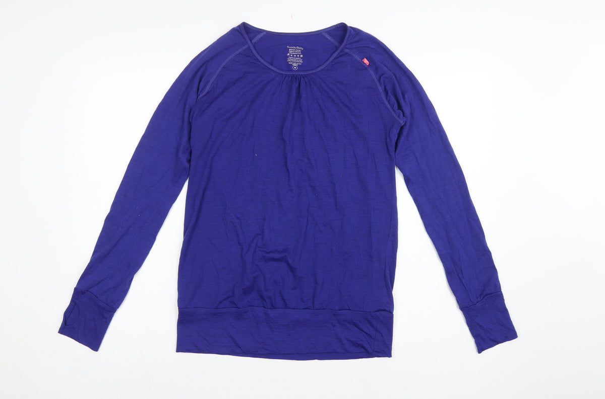 Sweaty Betty Women’s Blue M Merino Wool Long Sleeve Athletic Top