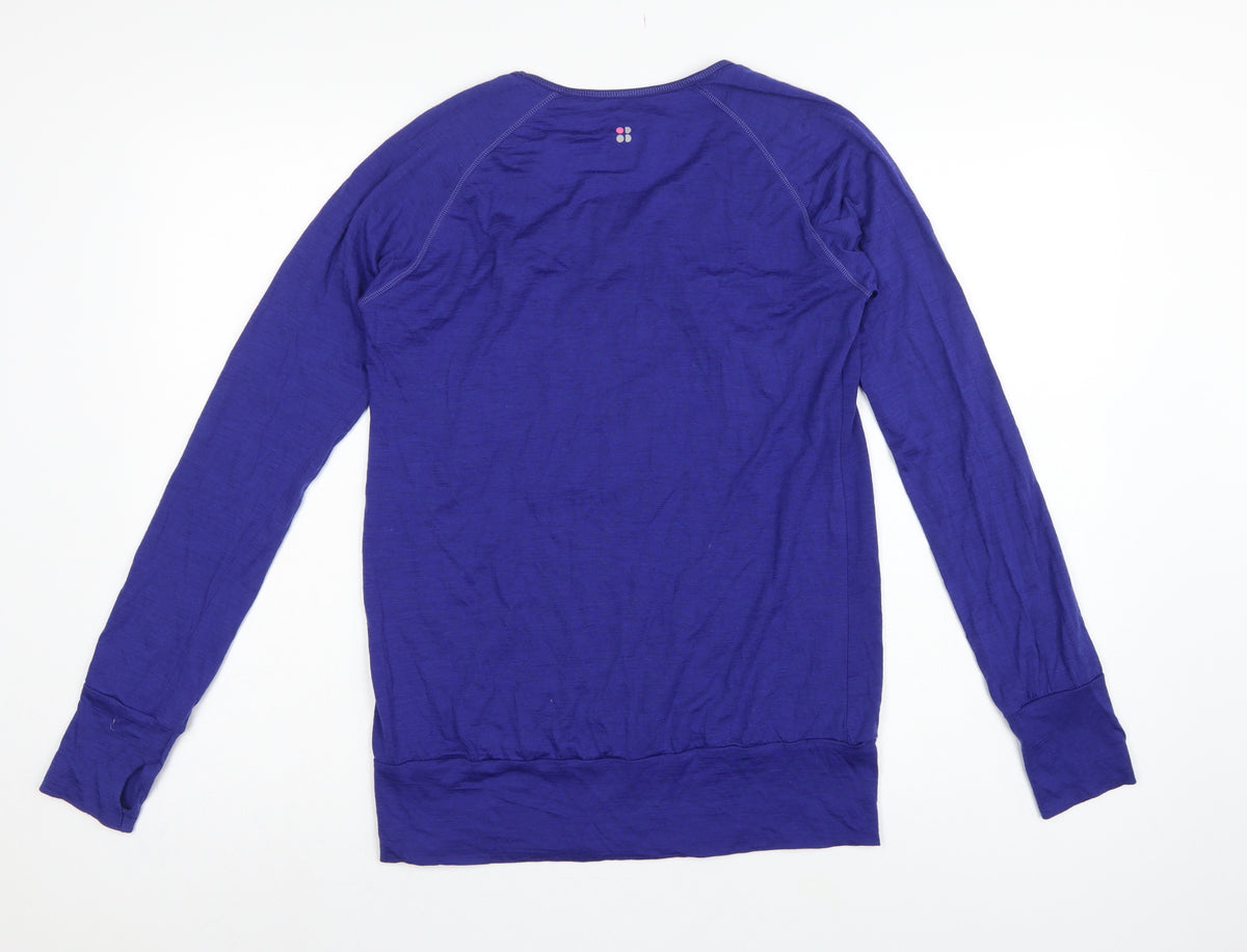 Sweaty Betty Women’s Blue M Merino Wool Long Sleeve Athletic Top
