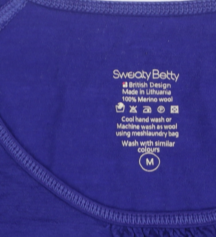 Sweaty Betty Women’s Blue M Merino Wool Long Sleeve Athletic Top