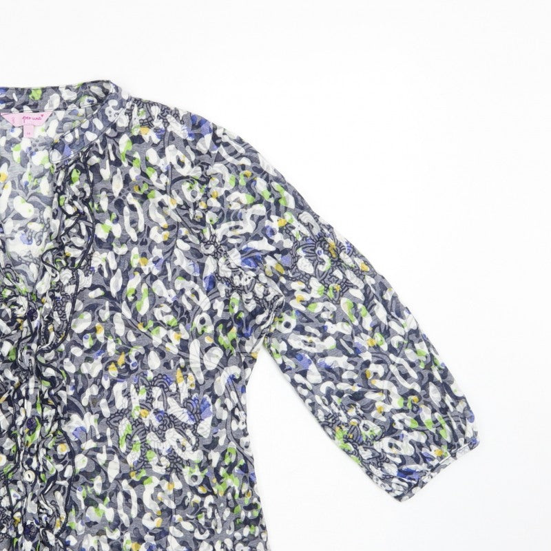Per Una Women's Grey Floral Basic Button-Up Blouse UK 14